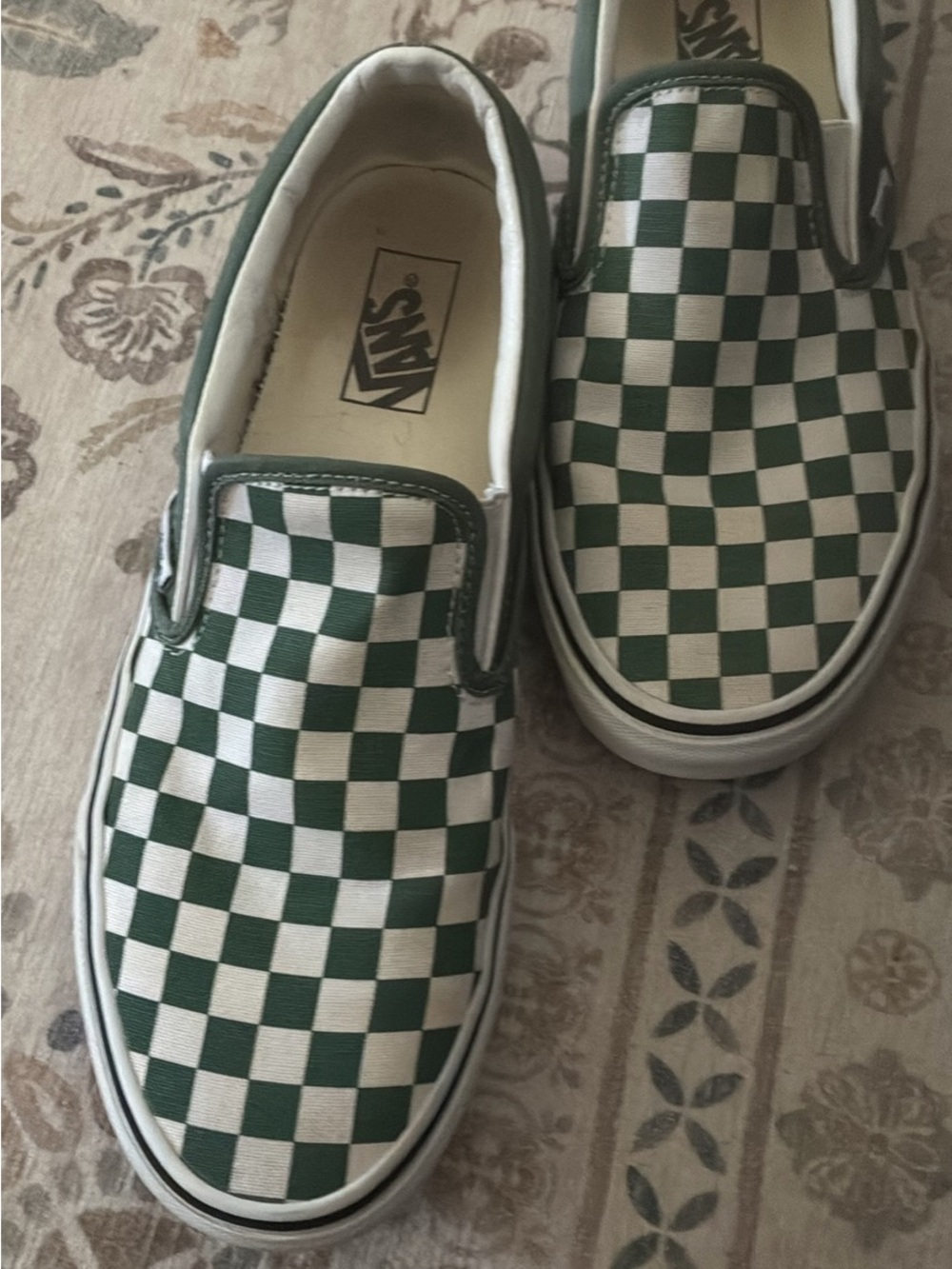 Vans Kids Slip-On Checkerboard Sneakers - Green/White